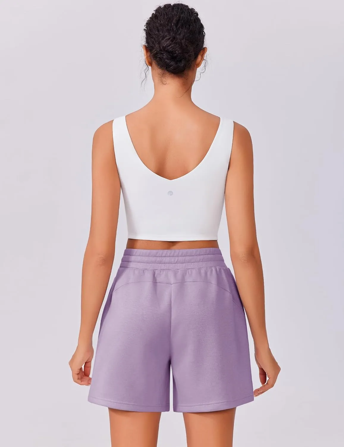 PINSPARK Womens Athletic Sweat Shorts Soft Drawstring High Waisted Active Short Comfy Casual Lounge Shorts with Pockets