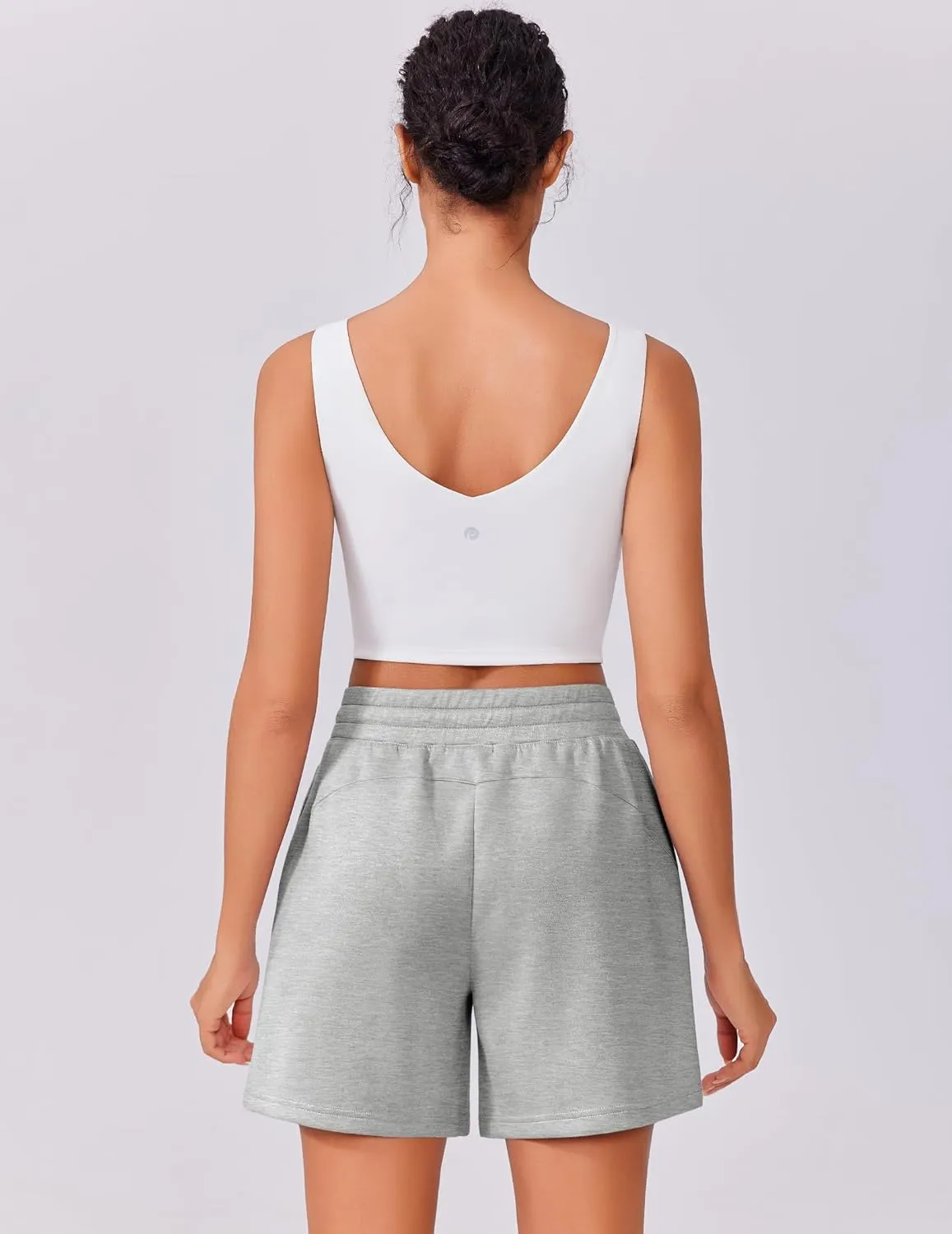 PINSPARK Womens Athletic Sweat Shorts Soft Drawstring High Waisted Active Short Comfy Casual Lounge Shorts with Pockets