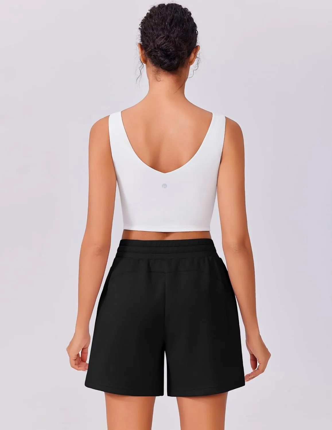 PINSPARK Womens Athletic Sweat Shorts Soft Drawstring High Waisted Active Short Comfy Casual Lounge Shorts with Pockets