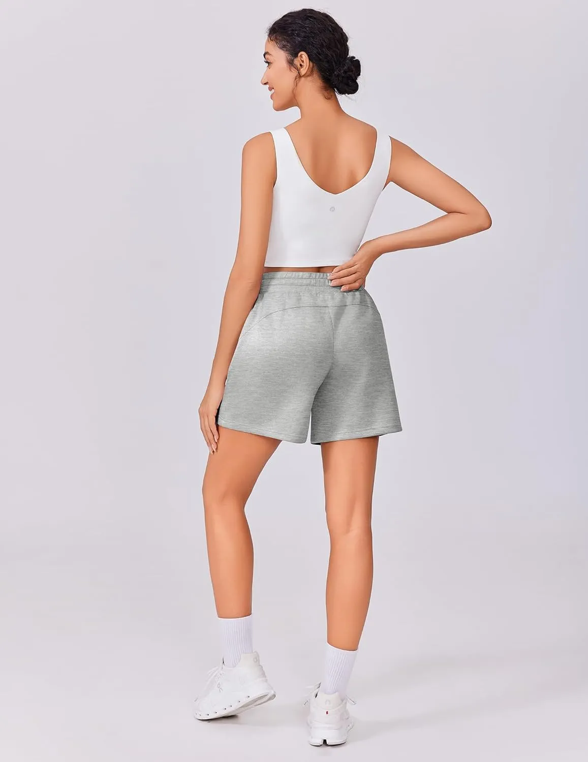 PINSPARK Womens Athletic Sweat Shorts Soft Drawstring High Waisted Active Short Comfy Casual Lounge Shorts with Pockets