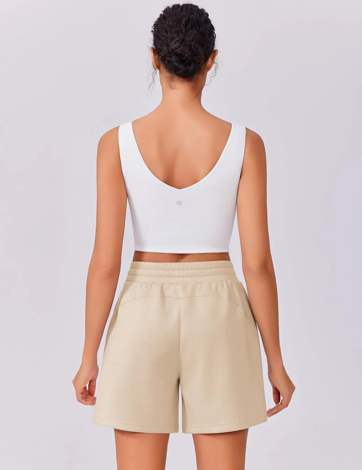 PINSPARK Womens Athletic Sweat Shorts Soft Drawstring High Waisted Active Short Comfy Casual Lounge Shorts with Pockets