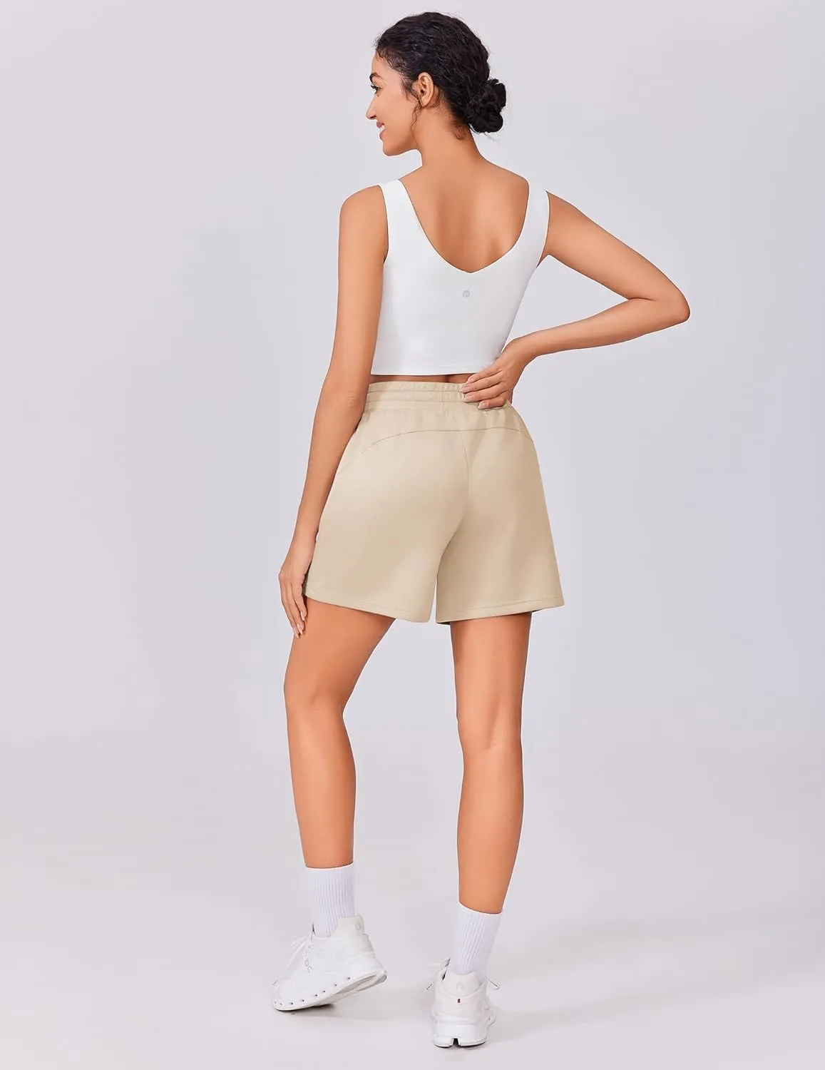 PINSPARK Womens Athletic Sweat Shorts Soft Drawstring High Waisted Active Short Comfy Casual Lounge Shorts with Pockets