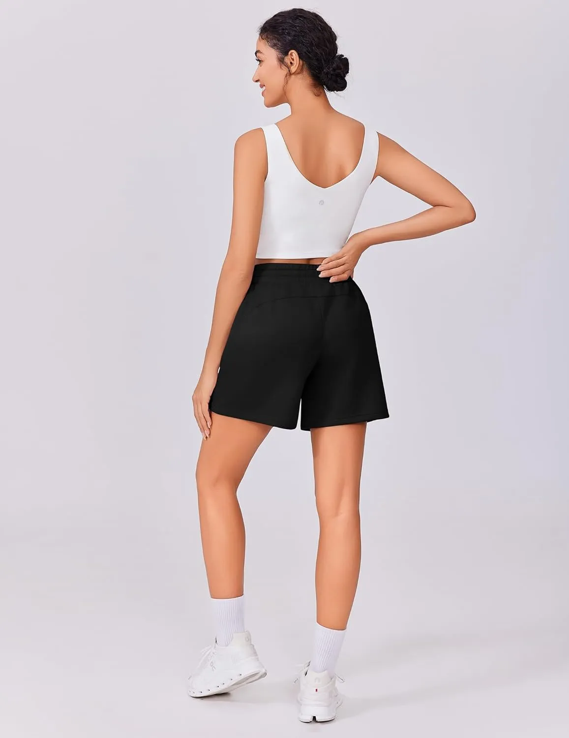 PINSPARK Womens Athletic Sweat Shorts Soft Drawstring High Waisted Active Short Comfy Casual Lounge Shorts with Pockets