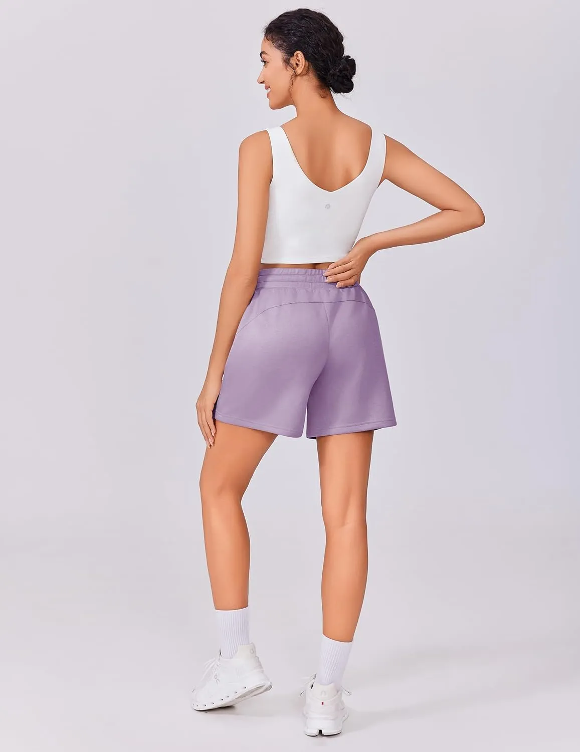 PINSPARK Womens Athletic Sweat Shorts Soft Drawstring High Waisted Active Short Comfy Casual Lounge Shorts with Pockets