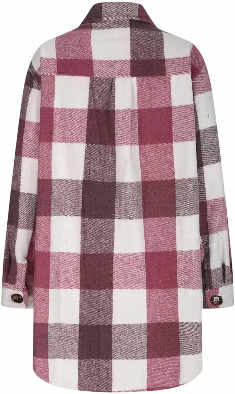 Plaid Trench Coat Women Single Breasted Pea Coat Wool Blend Long Coat Vintage Trench Coats Falll Winter Outfits