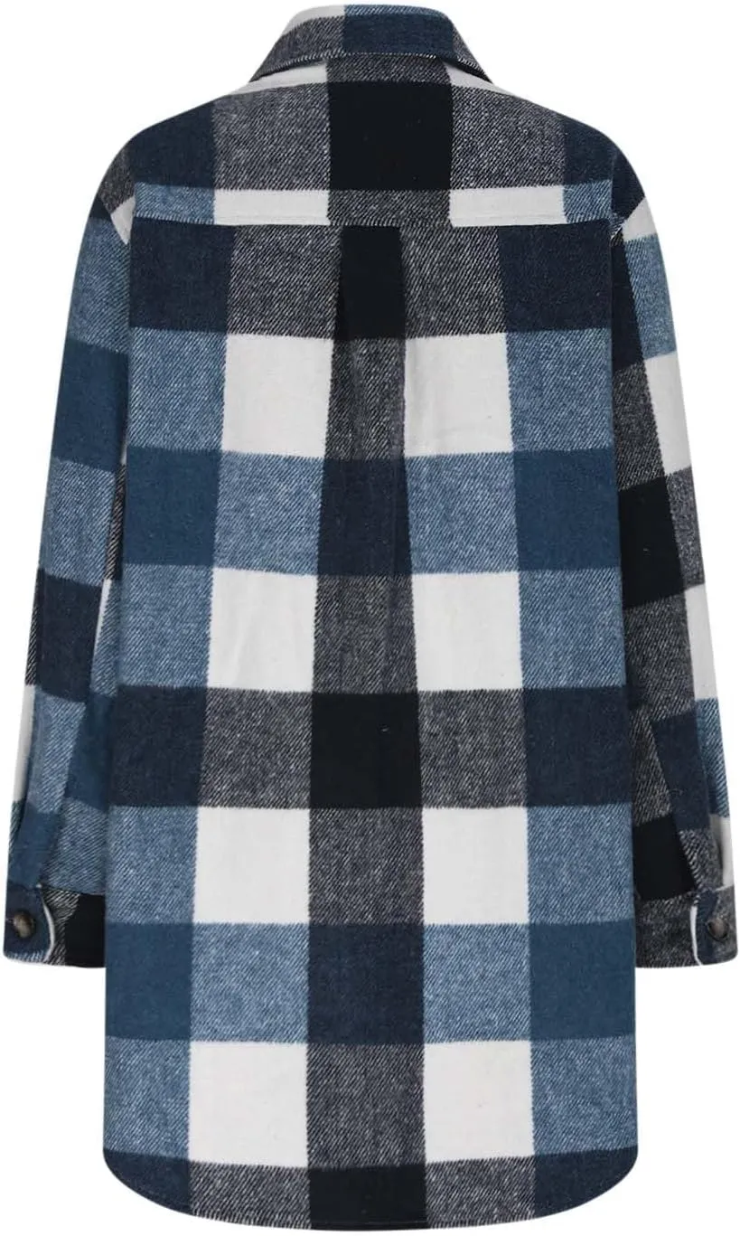 Plaid Trench Coat Women Single Breasted Pea Coat Wool Blend Long Coat Vintage Trench Coats Falll Winter Outfits