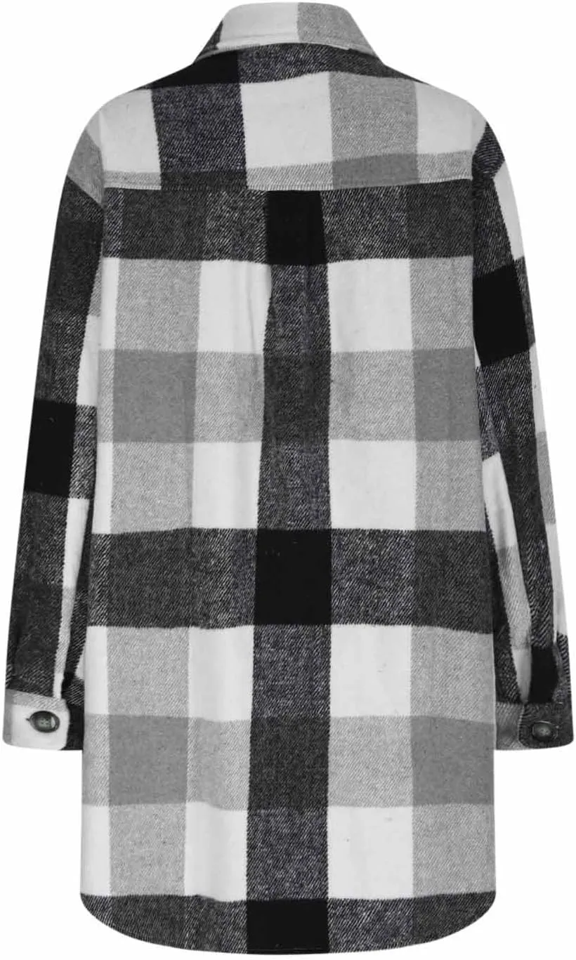 Plaid Trench Coat Women Single Breasted Pea Coat Wool Blend Long Coat Vintage Trench Coats Falll Winter Outfits