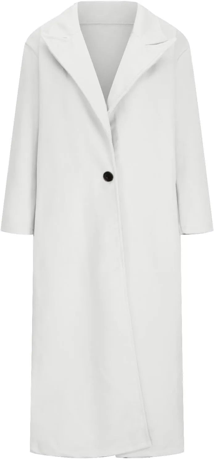 Plus Size Coats for Women Single Breasted Maxi Length Pea Coats Casual Open Front Trench Coats 2024 Winter Overcoat