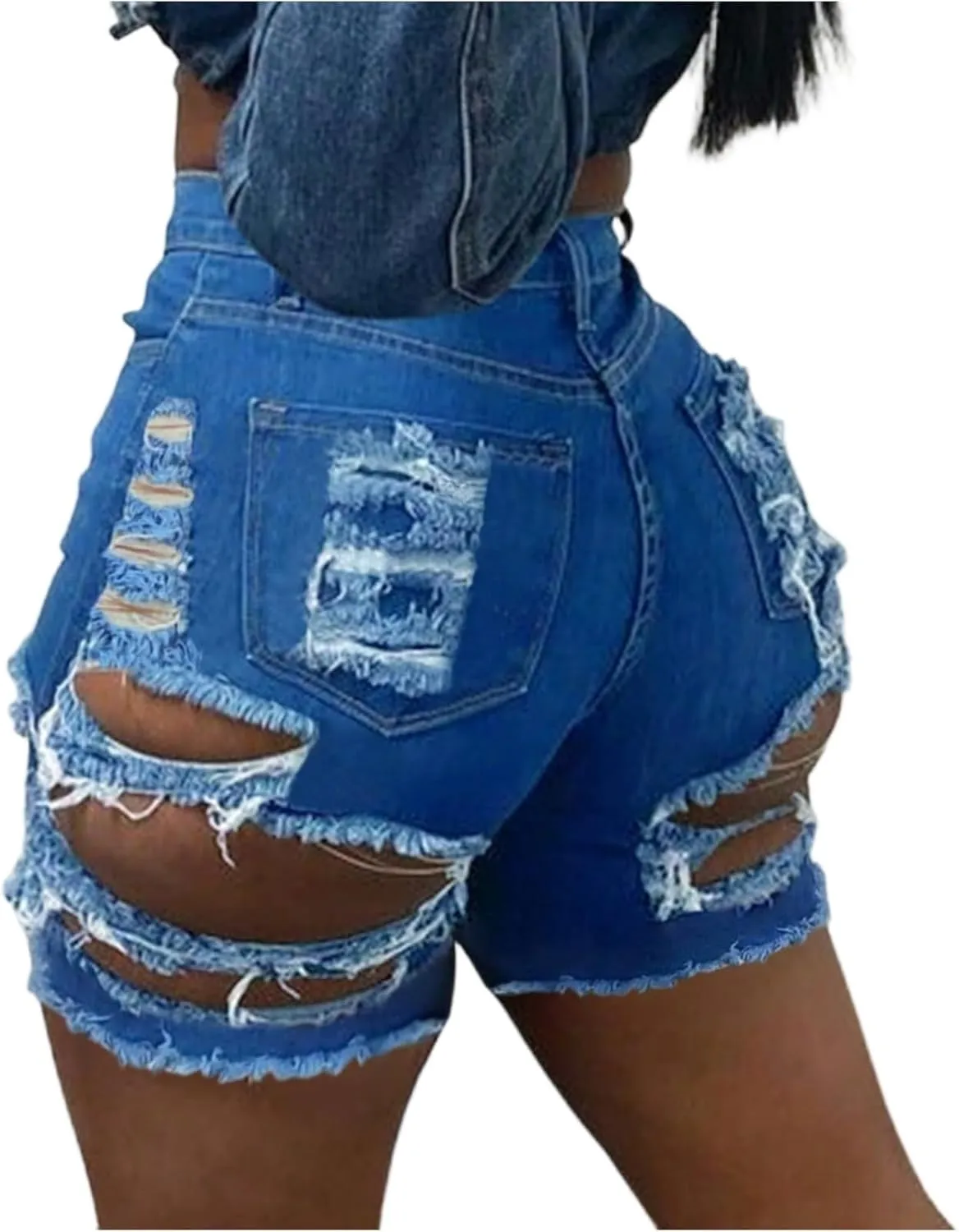 Plus Size Jean Shorts for Curvy Women Sexy Raw Hem Distressed Jean Shorts Stretchy Casual Ripped High Waisted Jorts