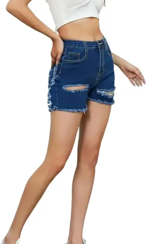 Plus Size Jean Shorts for Curvy Women Sexy Raw Hem Distressed Jean Shorts Stretchy Casual Ripped High Waisted Jorts