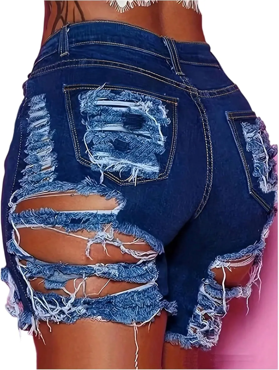 Plus Size Jean Shorts for Curvy Women Sexy Raw Hem Distressed Jean Shorts Stretchy Casual Ripped High Waisted Jorts