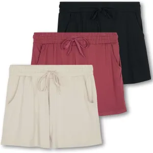 Real Essentials 3 Pack: Womens Ultra-Soft Athletic Lounge Casual Sweat Shorts with Pockets (Available in Plus Size)
