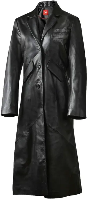 Real Leather Trench Coat, Supple Lambskin, Long Coat for Women | Trendy Overcoat
