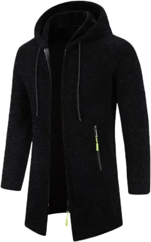 RTRDE Mens Coat Sweater Jackets Casual Knitted Cardigan Fleece Lined Full Zip Coat with Hood Novelty Jacket, M-3XL