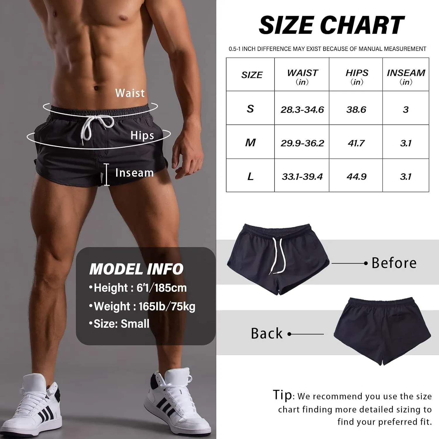 Running Shorts for Men Gym Athletic Workout Shorts Quick Dry 3 Inch Inseam Sweat Shorts with Pockets