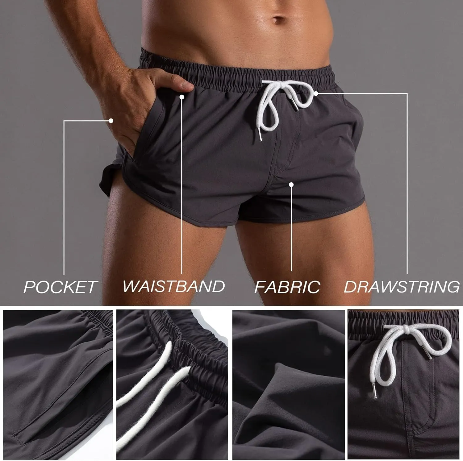 Running Shorts for Men Gym Athletic Workout Shorts Quick Dry 3 Inch Inseam Sweat Shorts with Pockets