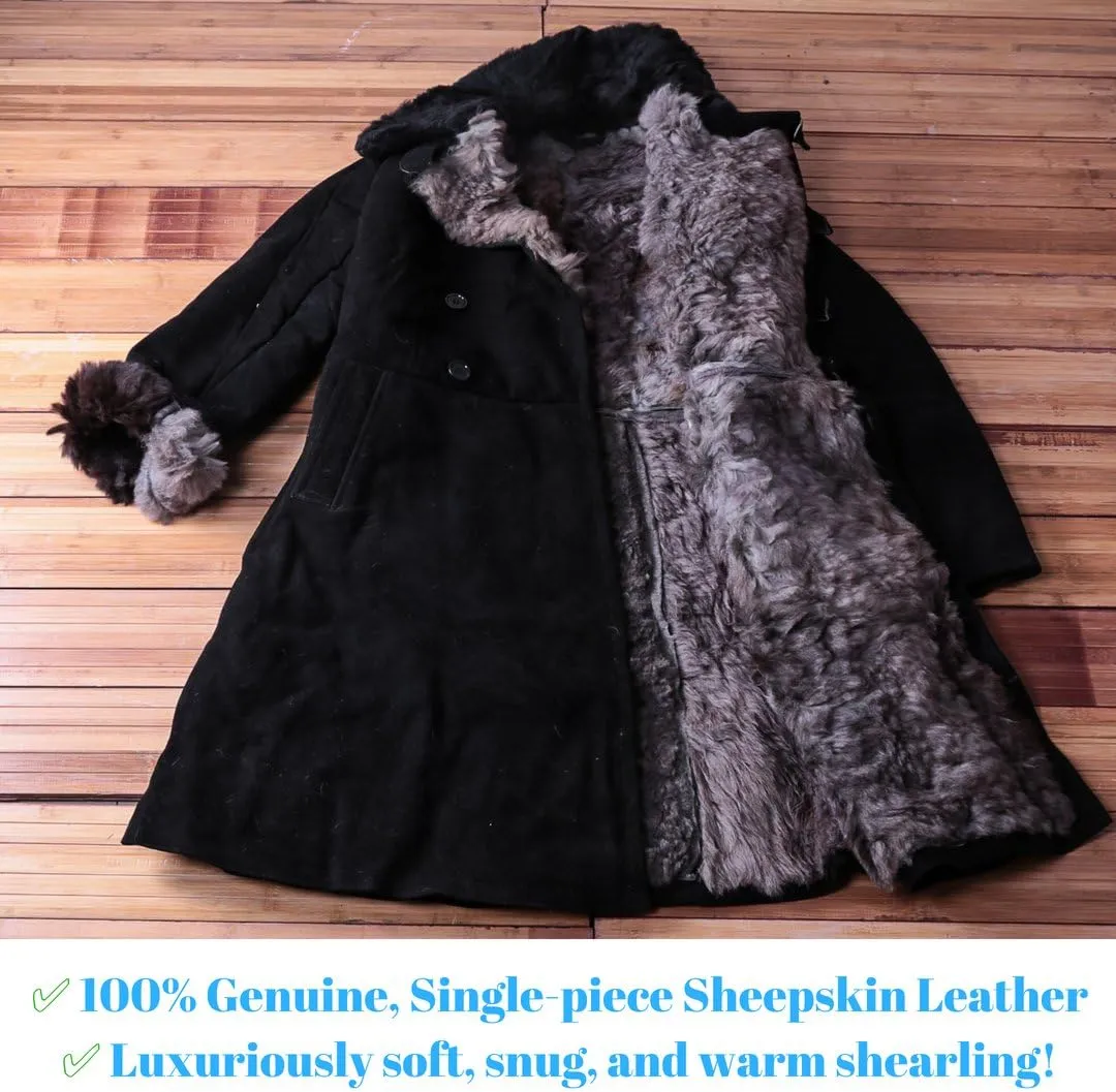 Russian Sheepskin Leather Coat – Waterproof, Windproof Handmade Shearling Jacket