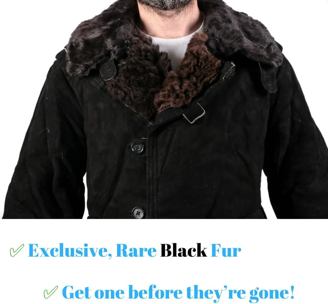 Russian Sheepskin Leather Coat – Waterproof, Windproof Handmade Shearling Jacket