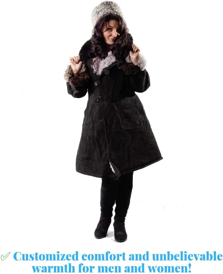 Russian Sheepskin Leather Coat – Waterproof, Windproof Handmade Shearling Jacket