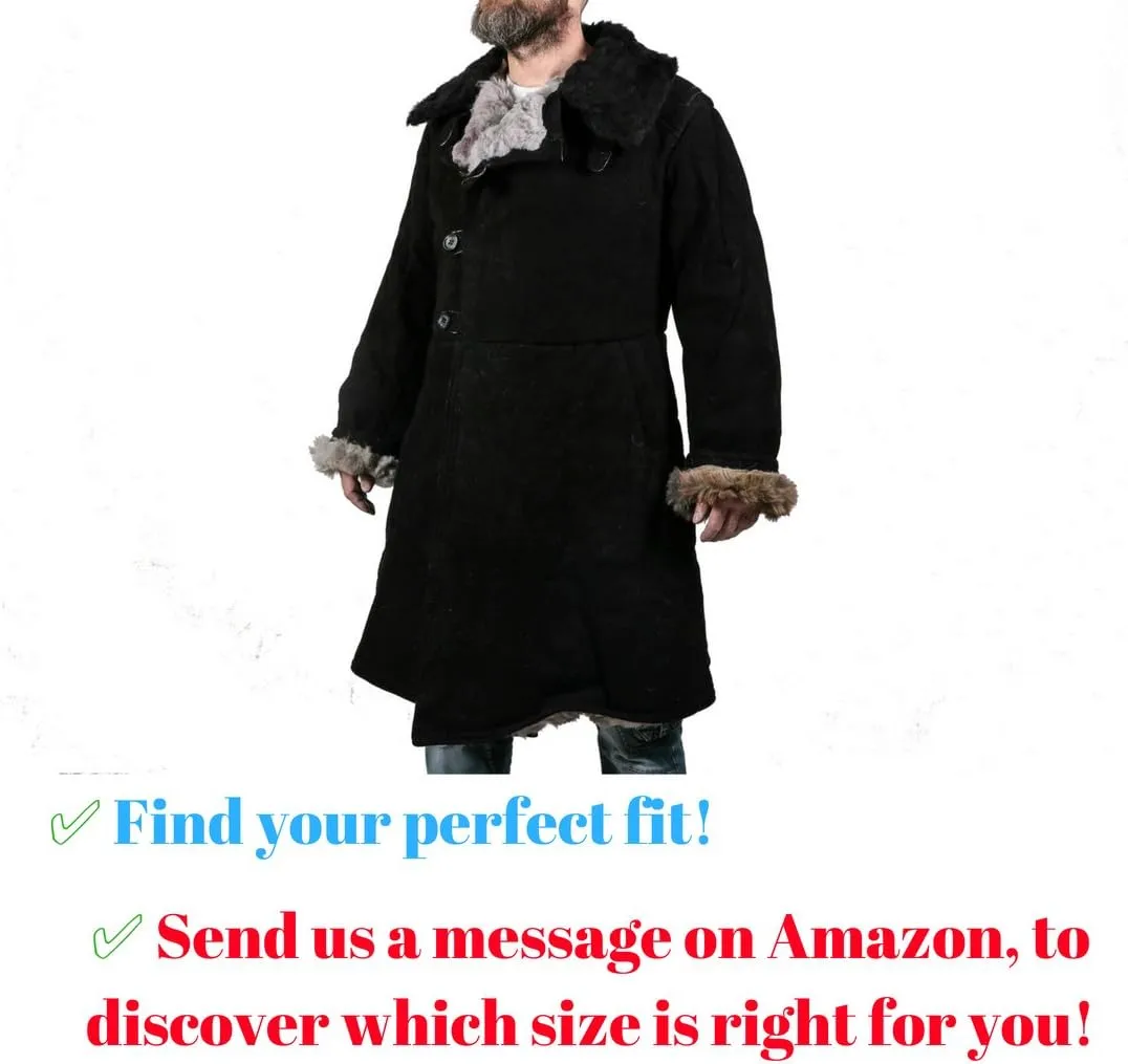Russian Sheepskin Leather Coat – Waterproof, Windproof Handmade Shearling Jacket