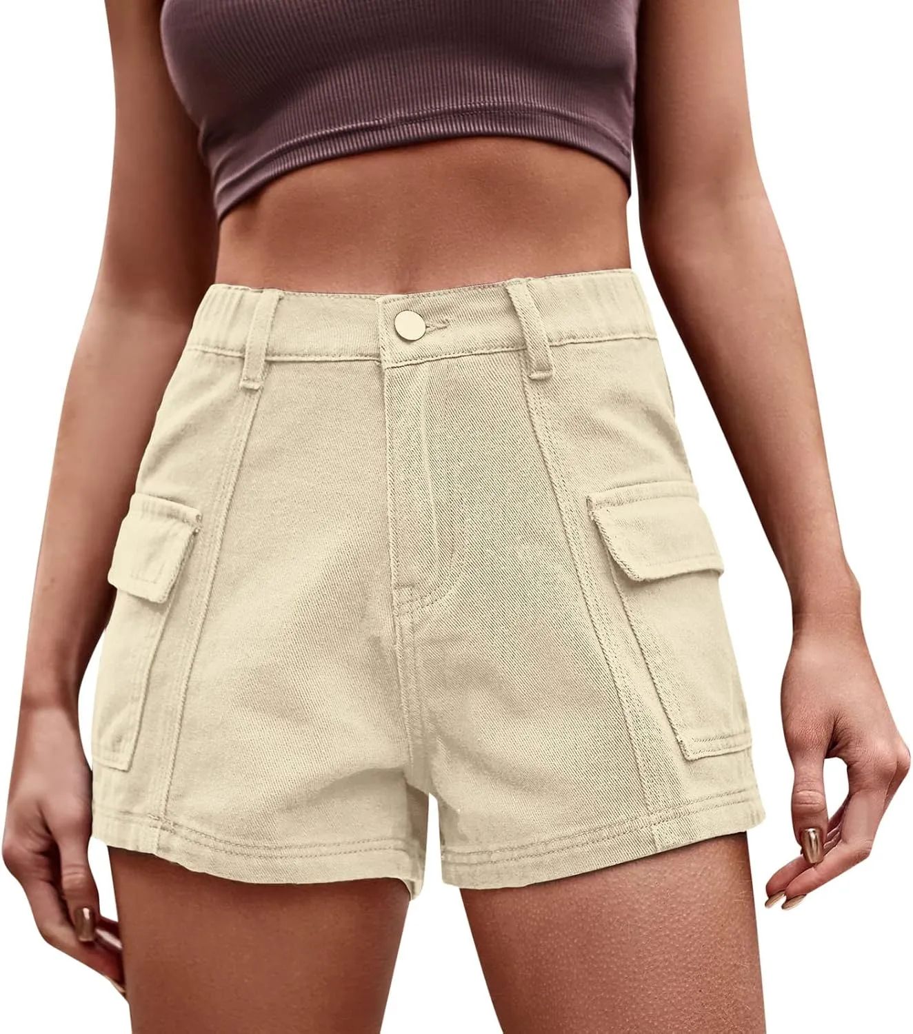 Rvidbe Womens Jean Shorts Juniors Casual Summer Comfy Mid Waisted Stretchy Ripped Denim Shorts with Pockets Denim Shorts for Women Jean Shorts for Women High Waisted