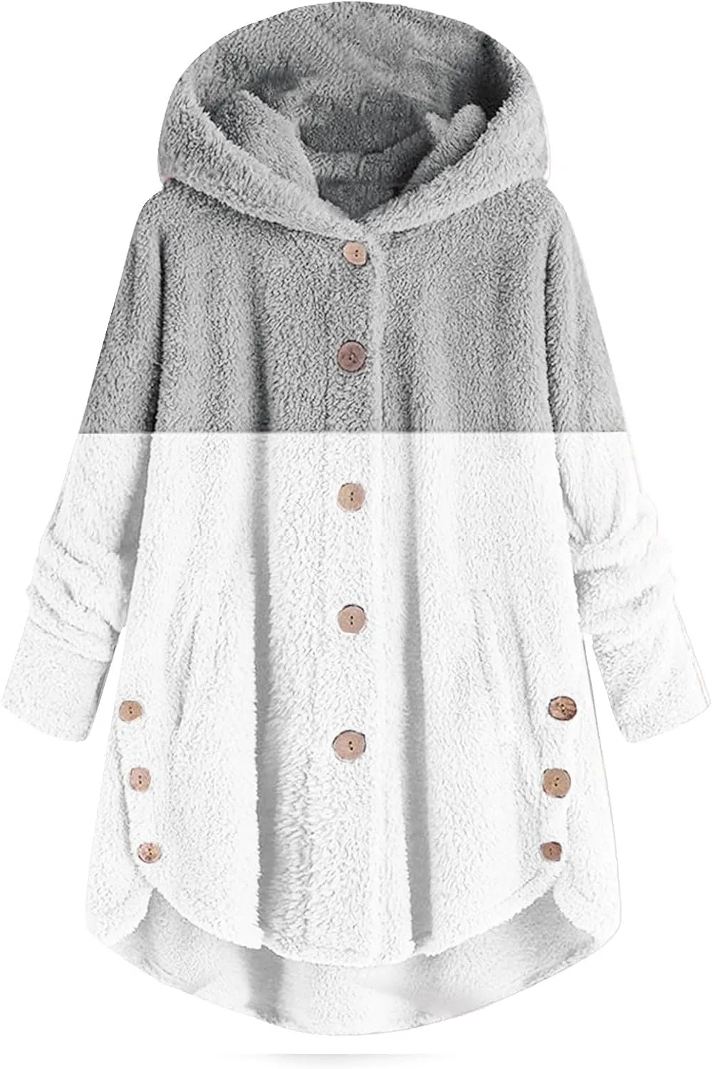 SHAOBGE Front Coat Women's Spliced Button Pocket Split Fashion Casual Long Sleeve Plush Coat Women plus Size Coats
