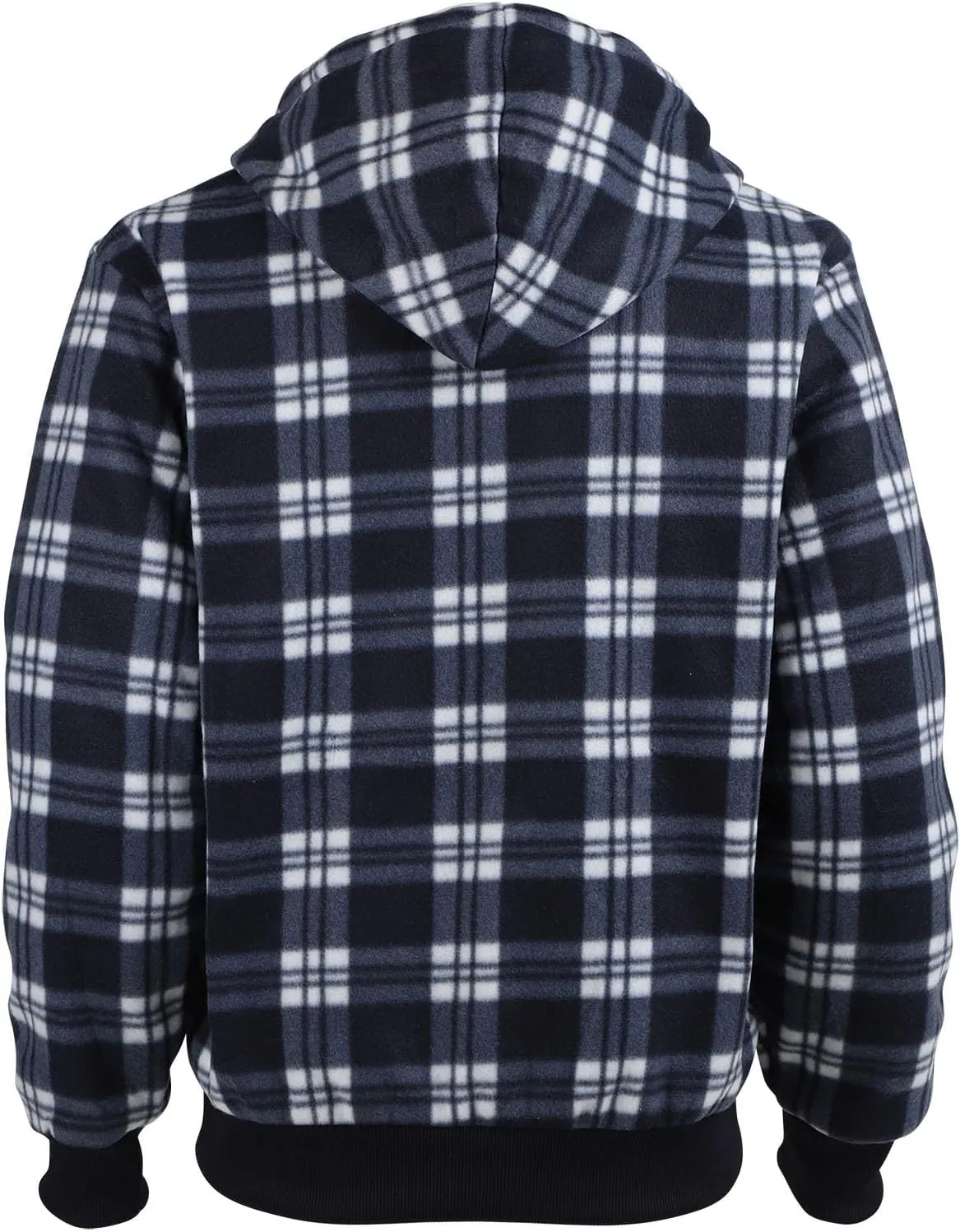 Sherpa Fleece Lined Hoodies for Men Heavy Thick Flannel Plaid Jacket Full Zip Up Winter Warm Sweatshirts Fashion Coat