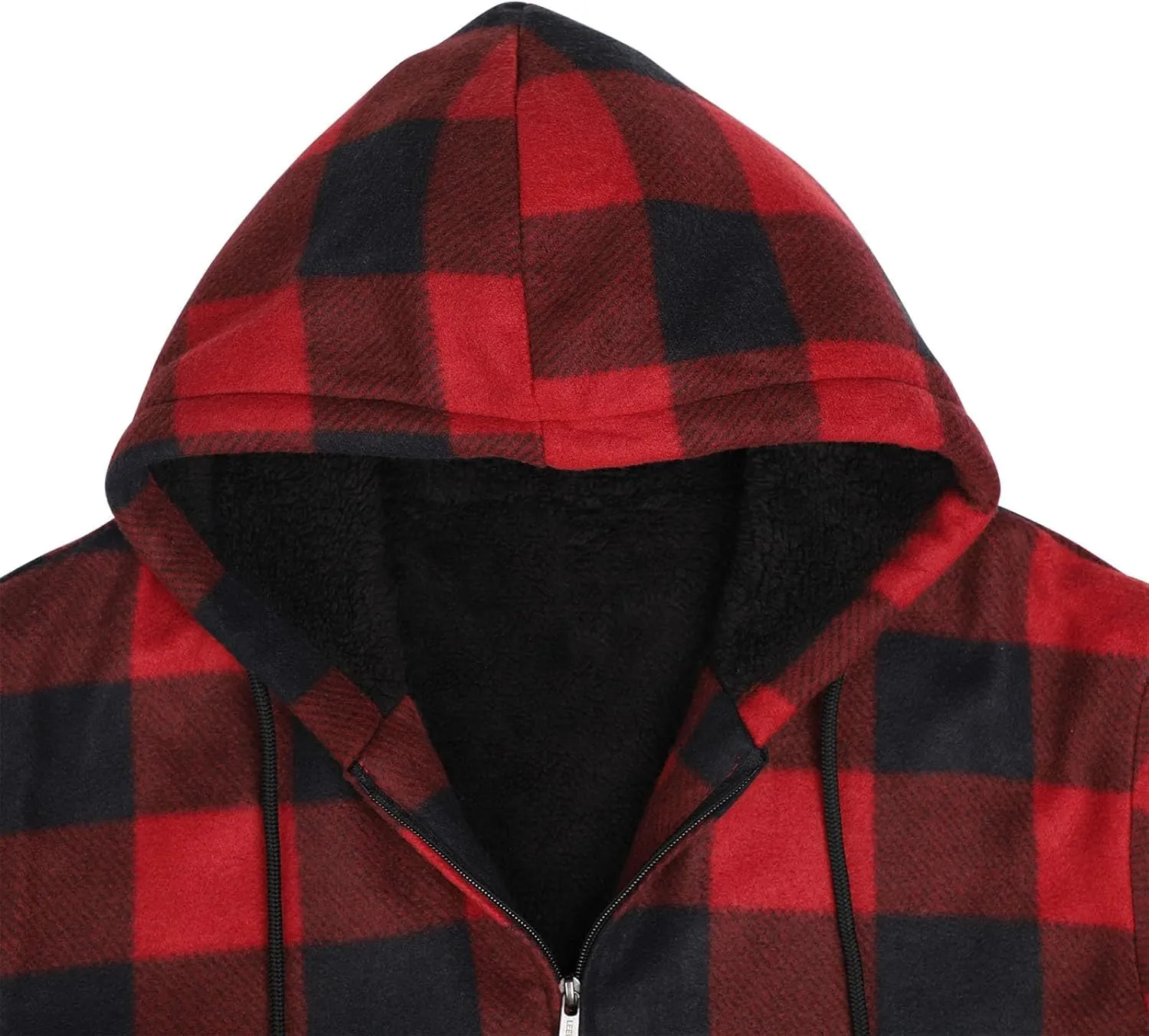 Sherpa Fleece Lined Hoodies for Men Heavy Thick Flannel Plaid Jacket Full Zip Up Winter Warm Sweatshirts Fashion Coat
