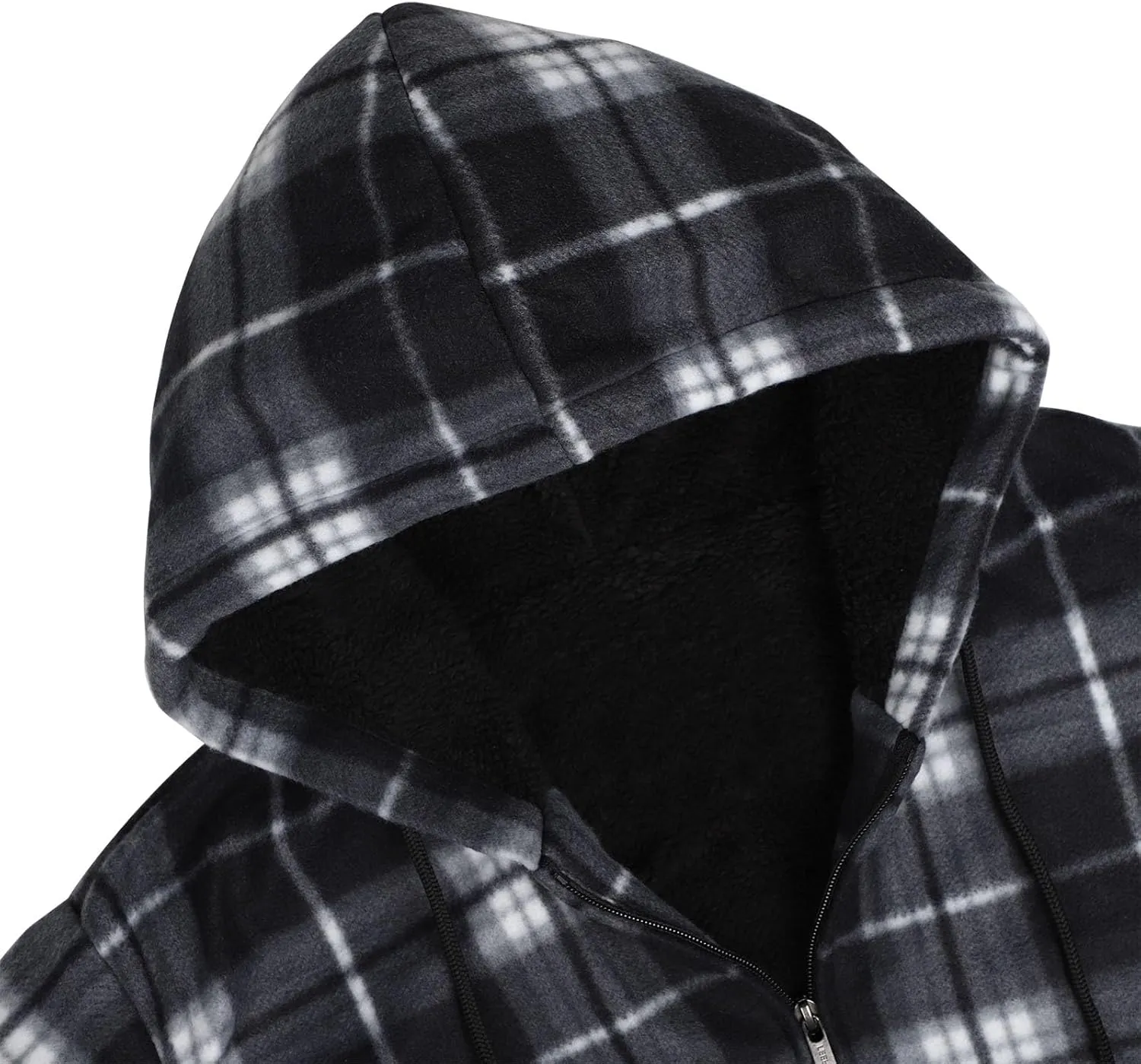 Sherpa Fleece Lined Hoodies for Men Heavy Thick Flannel Plaid Jacket Full Zip Up Winter Warm Sweatshirts Fashion Coat