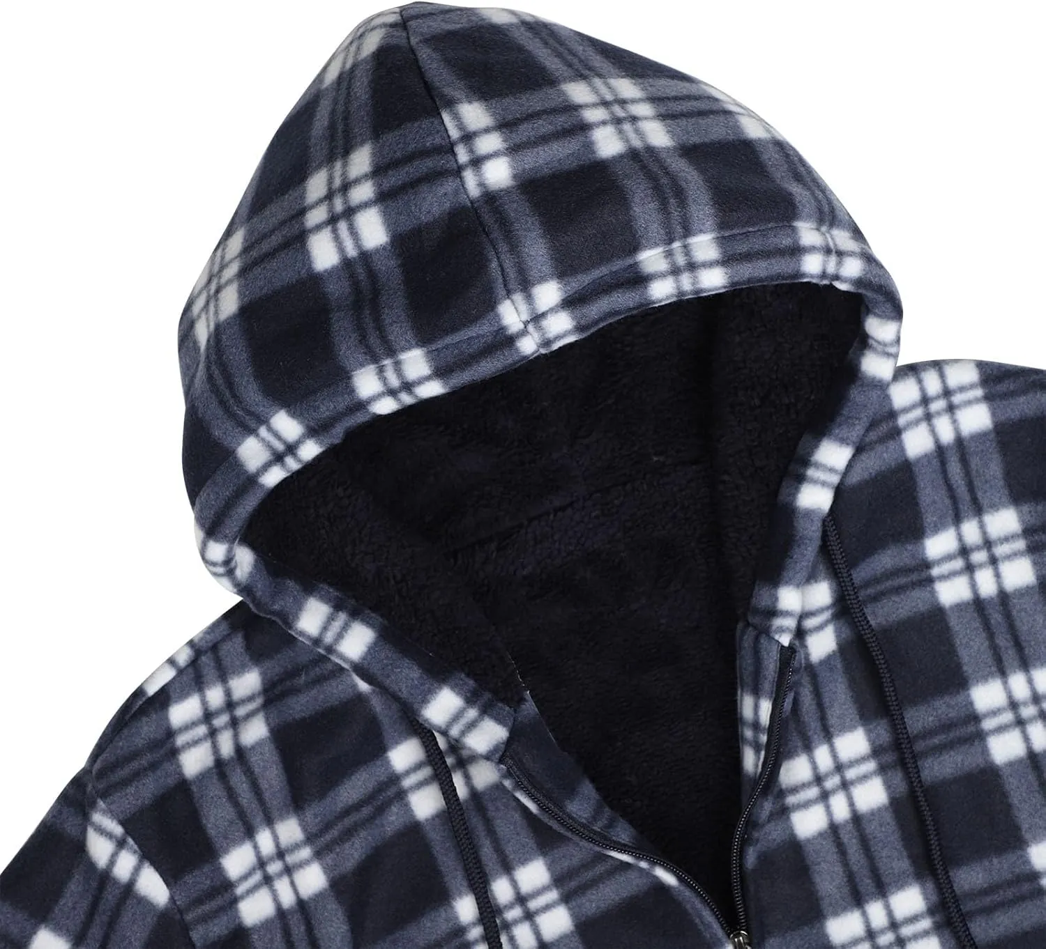 Sherpa Fleece Lined Hoodies for Men Heavy Thick Flannel Plaid Jacket Full Zip Up Winter Warm Sweatshirts Fashion Coat