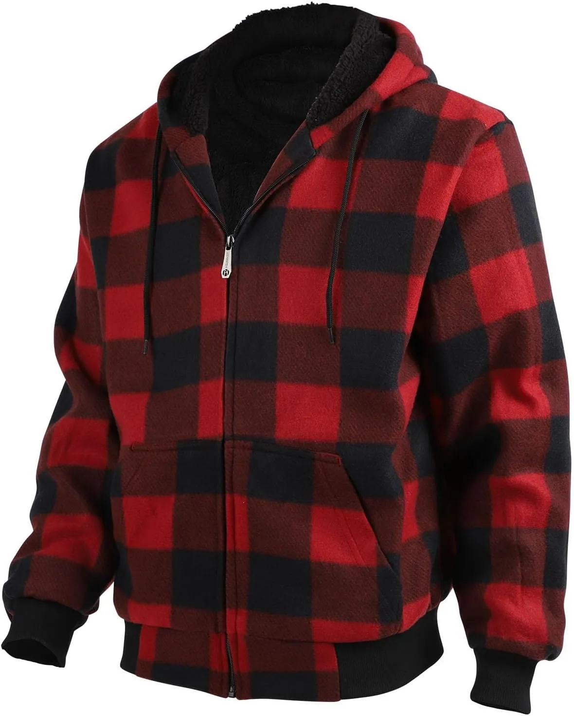 Sherpa Fleece Lined Hoodies for Men Heavy Thick Flannel Plaid Jacket Full Zip Up Winter Warm Sweatshirts Fashion Coat