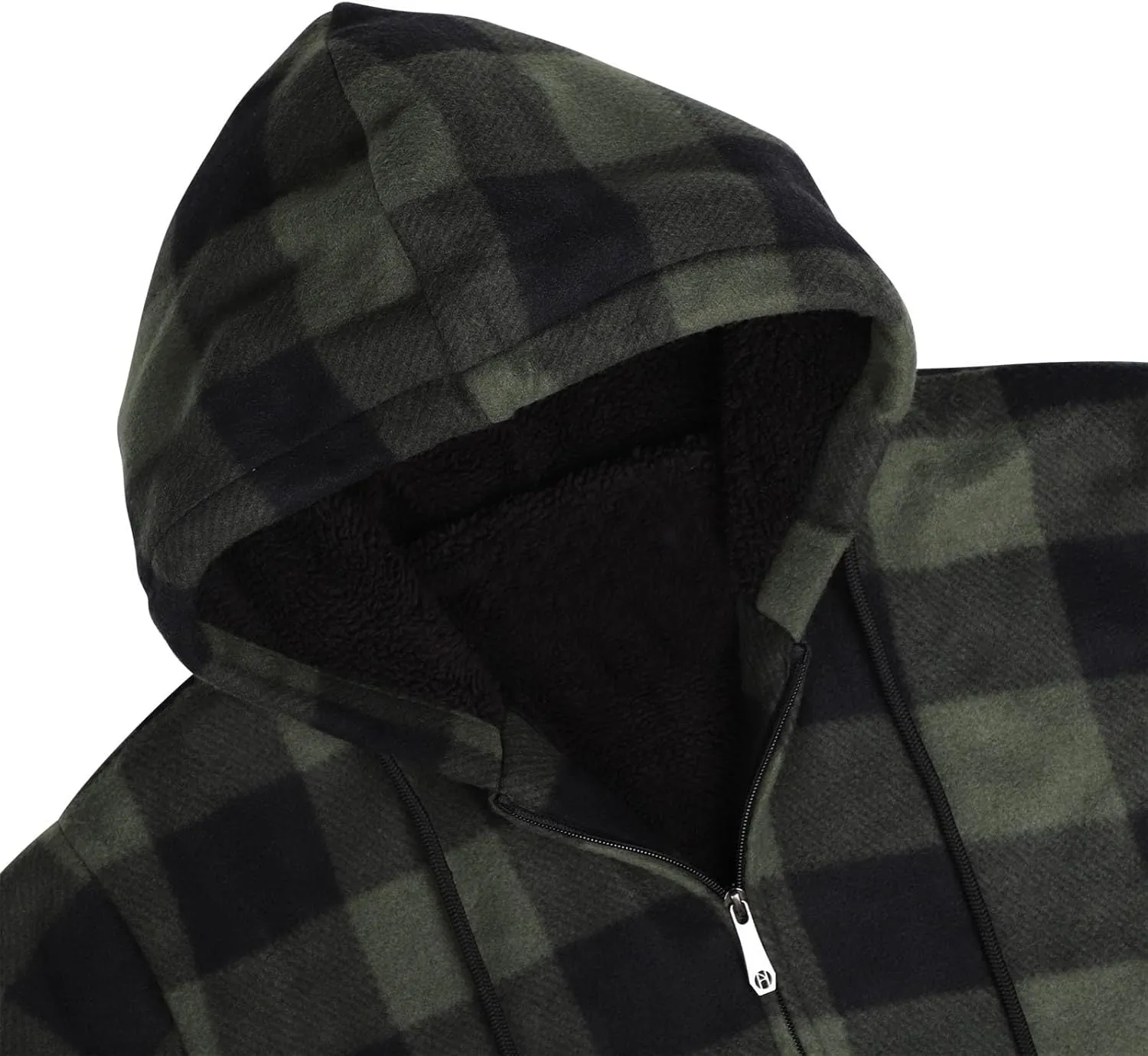 Sherpa Fleece Lined Hoodies for Men Heavy Thick Flannel Plaid Jacket Full Zip Up Winter Warm Sweatshirts Fashion Coat