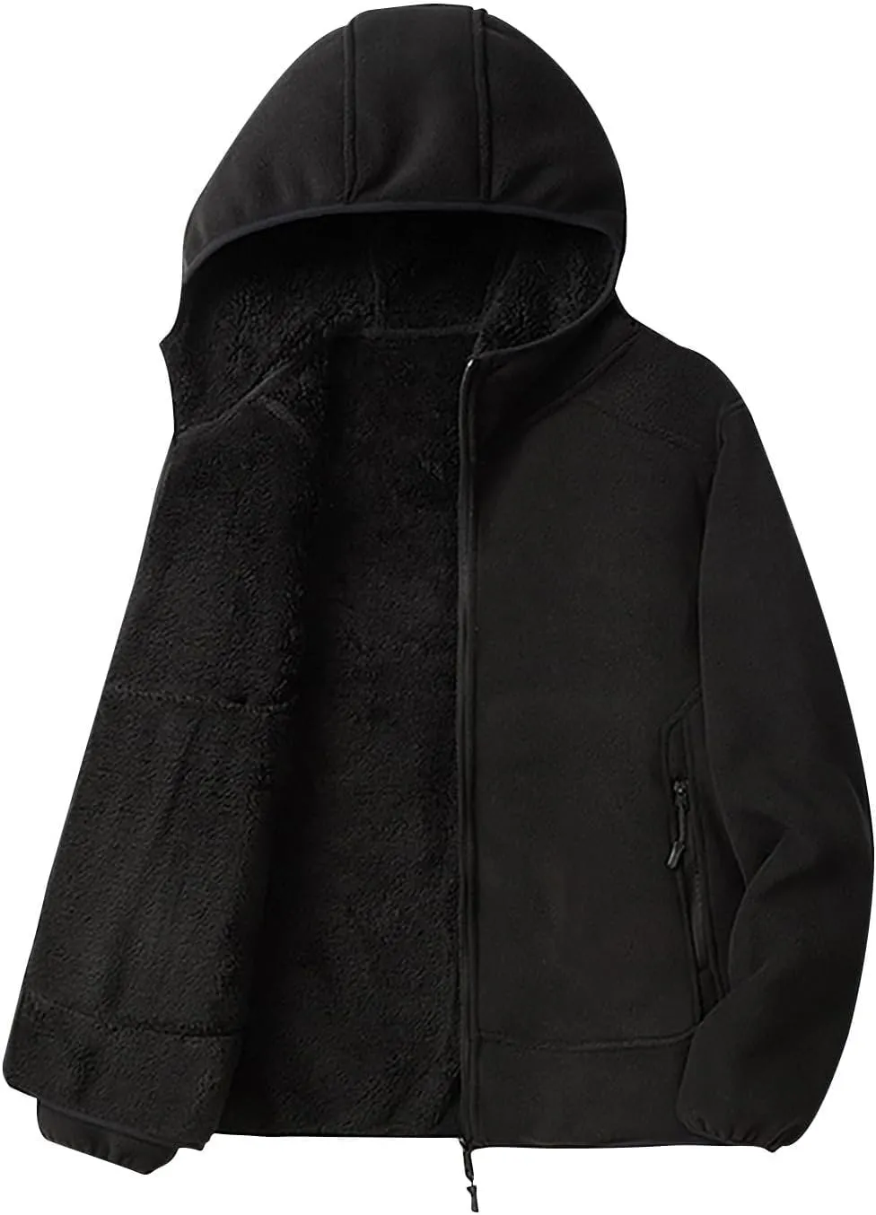Sherpa Lined Jackets Women Men Polar Fleece Lined Hoodies Thick Warm Full Zip Winter Warm Oversized Hooded Sweatshirt