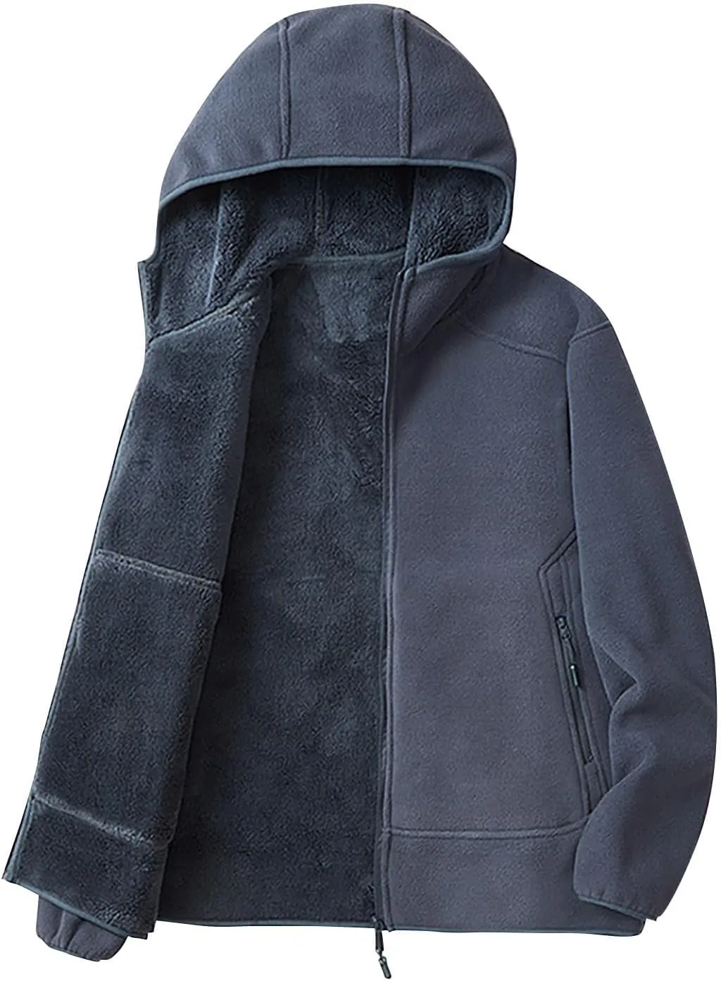 Sherpa Lined Jackets Women Men Polar Fleece Lined Hoodies Thick Warm Full Zip Winter Warm Oversized Hooded Sweatshirt