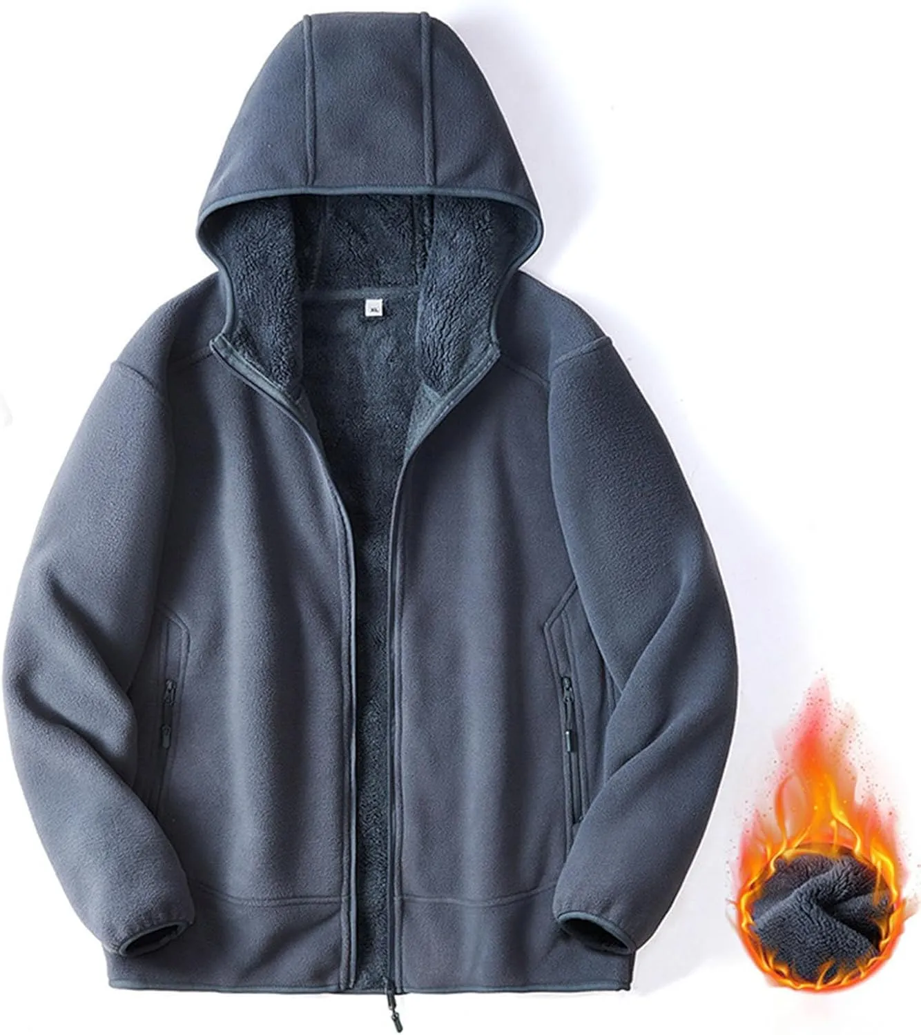 Sherpa Lined Jackets Women Men Polar Fleece Lined Hoodies Thick Warm Full Zip Winter Warm Oversized Hooded Sweatshirt