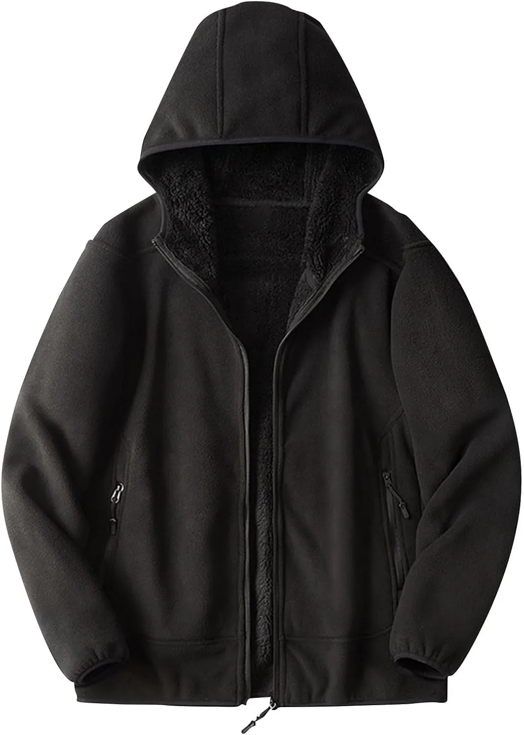 Sherpa Lined Jackets Women Men Polar Fleece Lined Hoodies Thick Warm Full Zip Winter Warm Oversized Hooded Sweatshirt