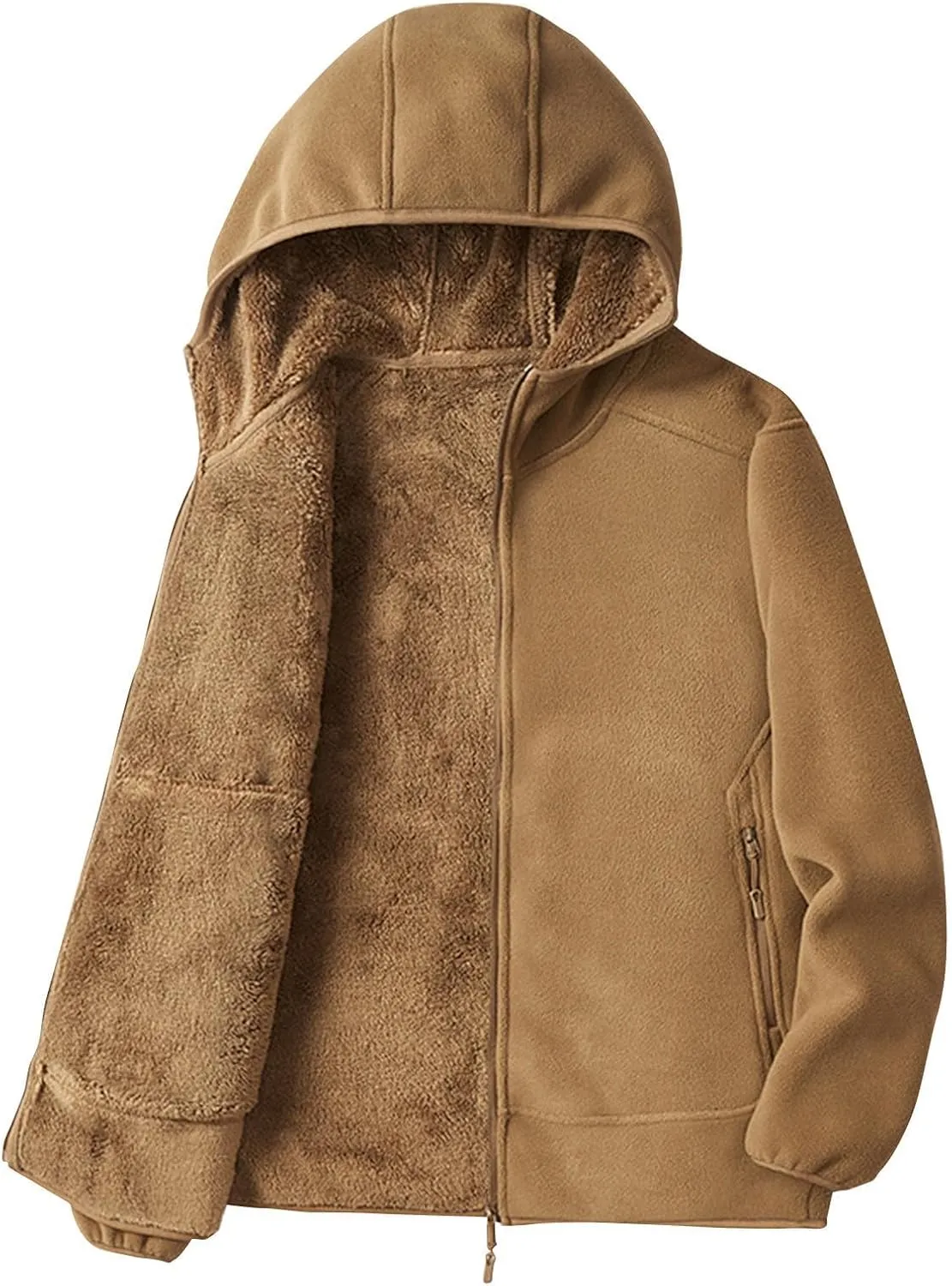 Sherpa Lined Jackets Women Men Polar Fleece Lined Hoodies Thick Warm Full Zip Winter Warm Oversized Hooded Sweatshirt