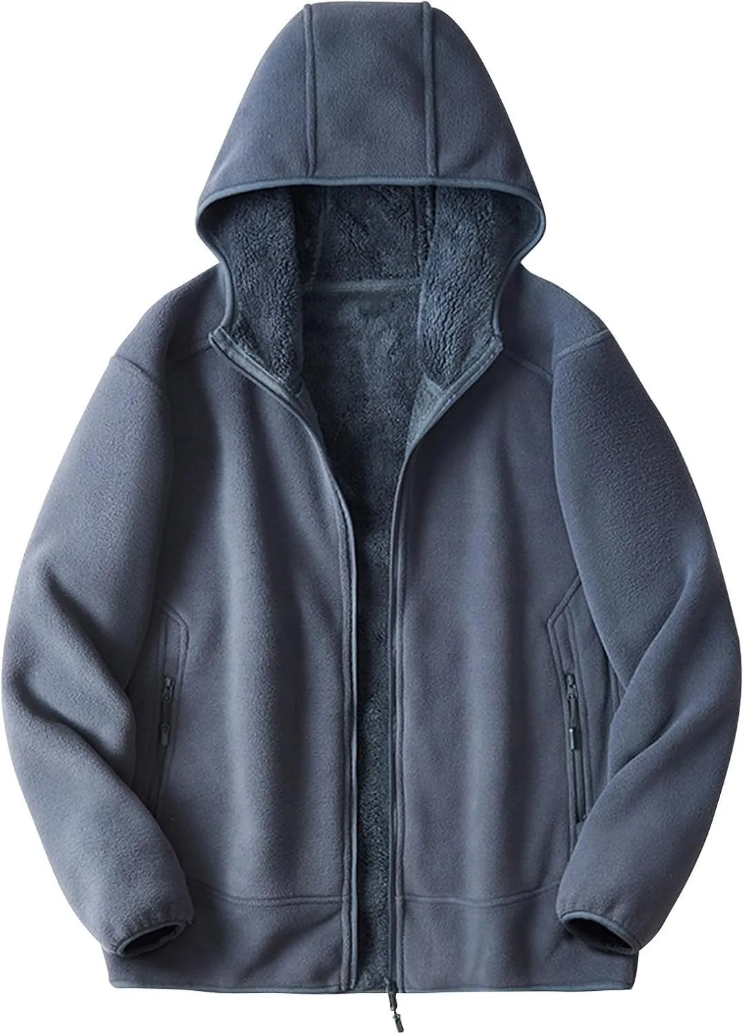 Sherpa Lined Jackets Women Men Polar Fleece Lined Hoodies Thick Warm Full Zip Winter Warm Oversized Hooded Sweatshirt