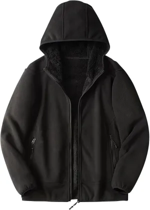 Sherpa Lined Jackets Women Men Polar Fleece Lined Hoodies Thick Warm Full Zip Winter Warm Oversized Hooded Sweatshirt