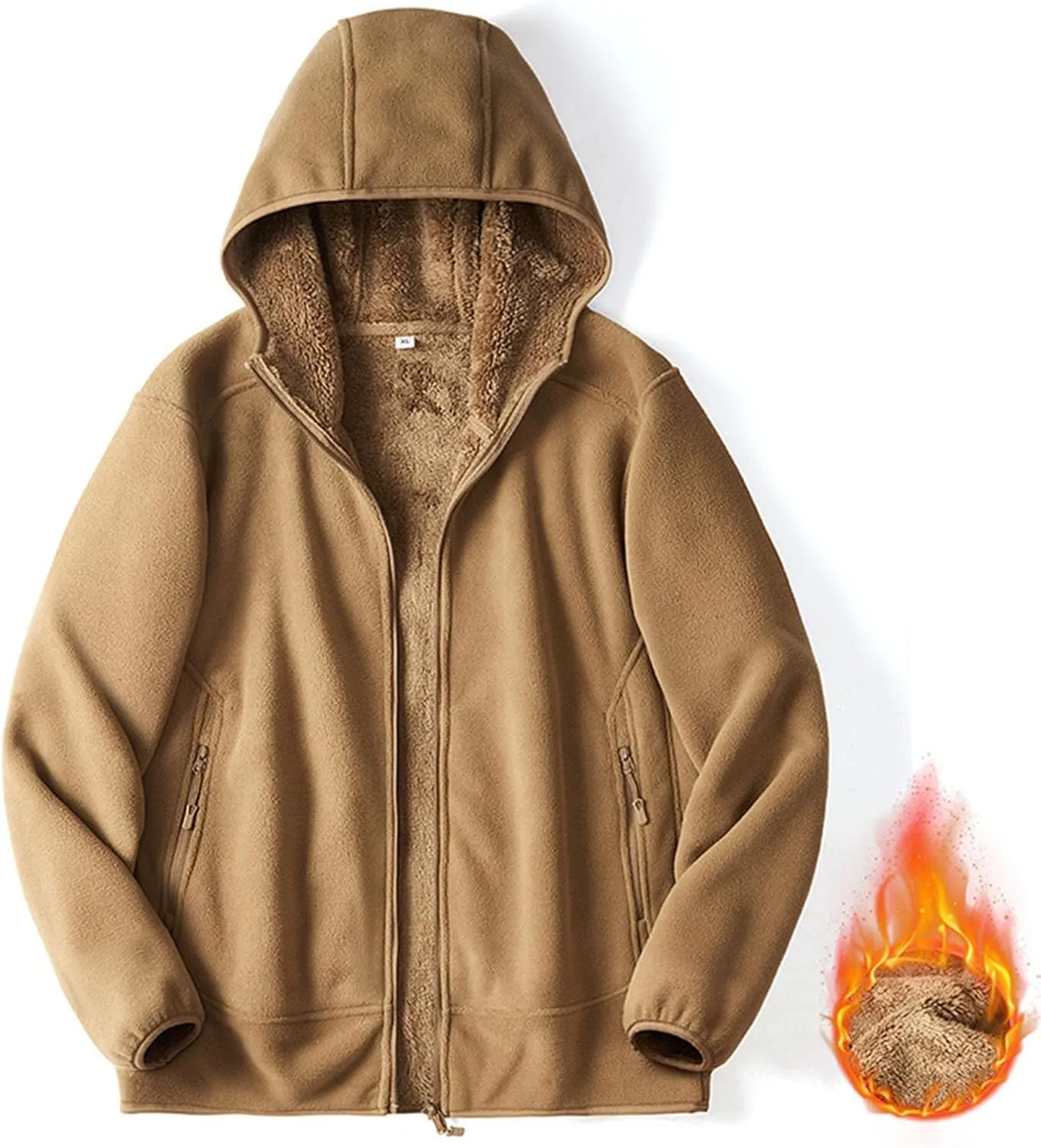 Sherpa Lined Jackets Women Men Polar Fleece Lined Hoodies Thick Warm Full Zip Winter Warm Oversized Hooded Sweatshirt