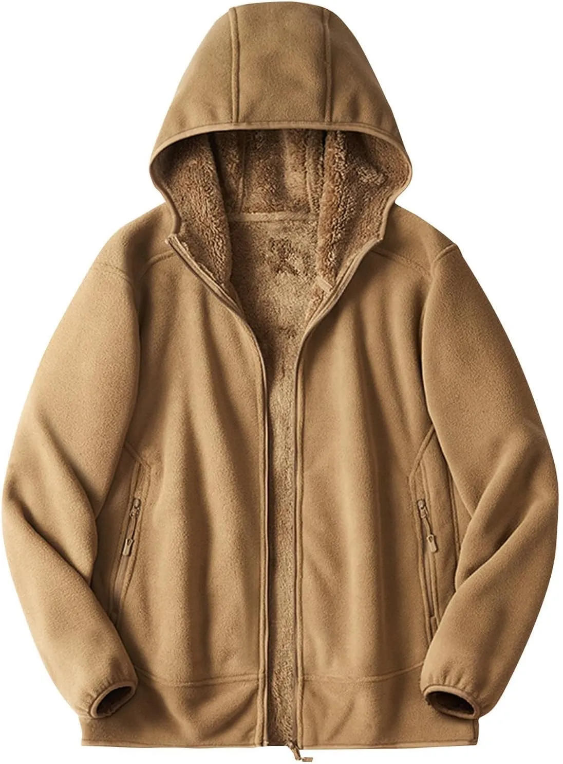 Sherpa Lined Jackets Women Men Polar Fleece Lined Hoodies Thick Warm Full Zip Winter Warm Oversized Hooded Sweatshirt
