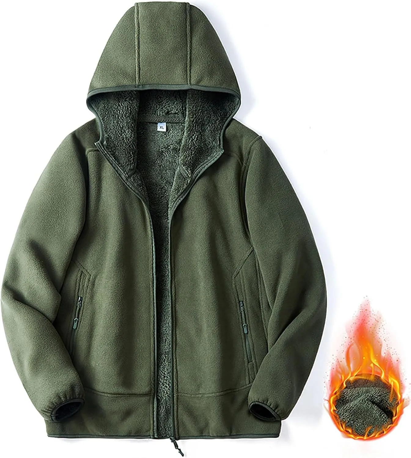 Sherpa Lined Jackets Women Men Polar Fleece Lined Hoodies Thick Warm Full Zip Winter Warm Oversized Hooded Sweatshirt