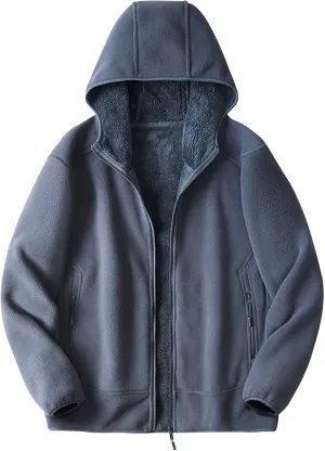 Sherpa Lined Jackets Women Men Polar Fleece Lined Hoodies Thick Warm Full Zip Winter Warm Oversized Hooded Sweatshirt