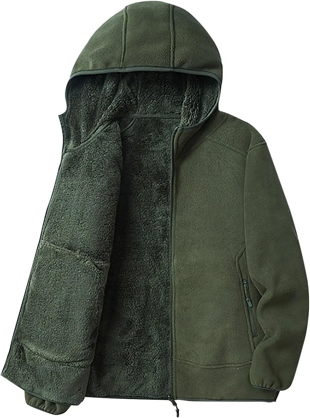 Sherpa Lined Jackets Women Men Polar Fleece Lined Hoodies Thick Warm Full Zip Winter Warm Oversized Hooded Sweatshirt