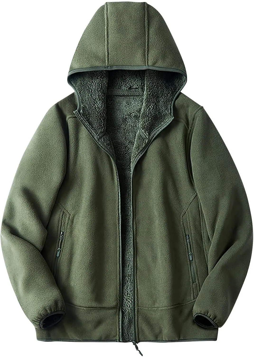 Sherpa Lined Jackets Women Men Polar Fleece Lined Hoodies Thick Warm Full Zip Winter Warm Oversized Hooded Sweatshirt