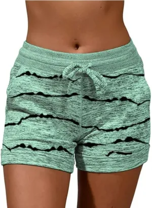 Shorts for Women Trendy Drawstring Elastic High Waist Sport Printed Butt Lifting Up Casual Loose Fit Sweatpant