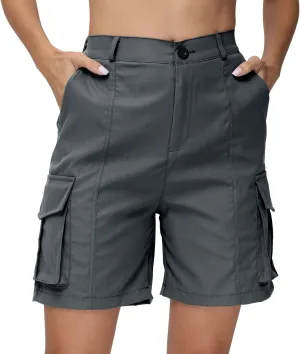 Shorts for Women Y2k Elastic High Waist Cargo Shorts Casual Knee Length Bermuda Shorts Summer Long Shorts with Pocket