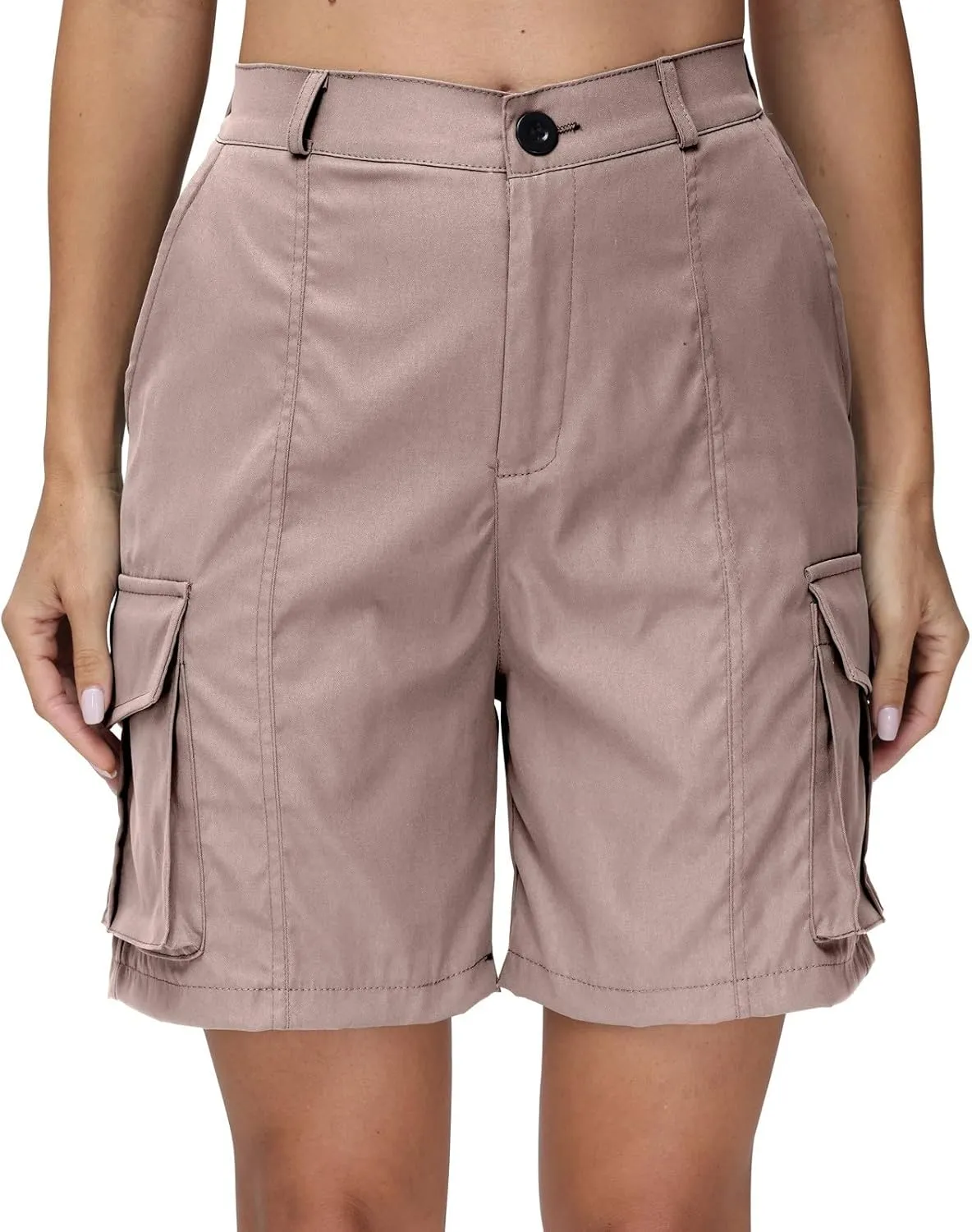 Shorts for Women Y2k Elastic High Waist Cargo Shorts Casual Knee Length Bermuda Shorts Summer Long Shorts with Pocket