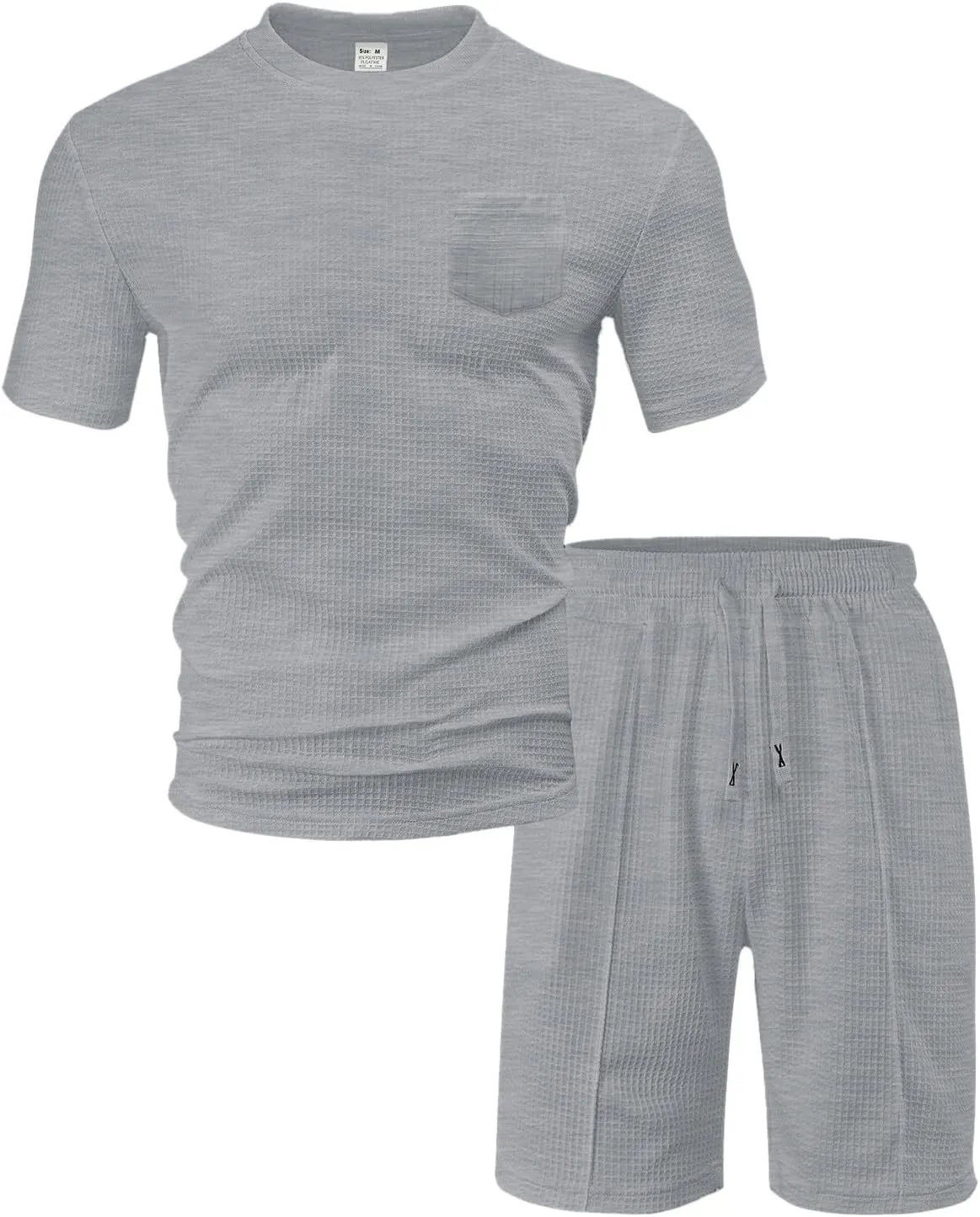 Sinzelimin Mens Workout Set Short Sleeves Crewneck Muscle Fitness Shirts T-Shirt Tops and Sport Athletic Shorts 2 Piece Suit