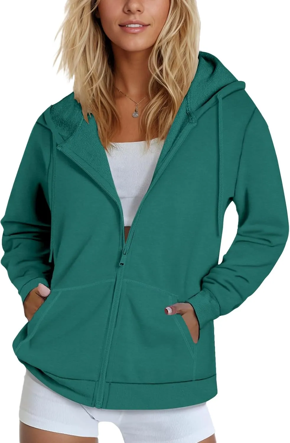 SMENG Womens Zip Up Hoodies Long Sleeve Fit Hooded Sweatshirts 2024 Casual Lightweight Jacket